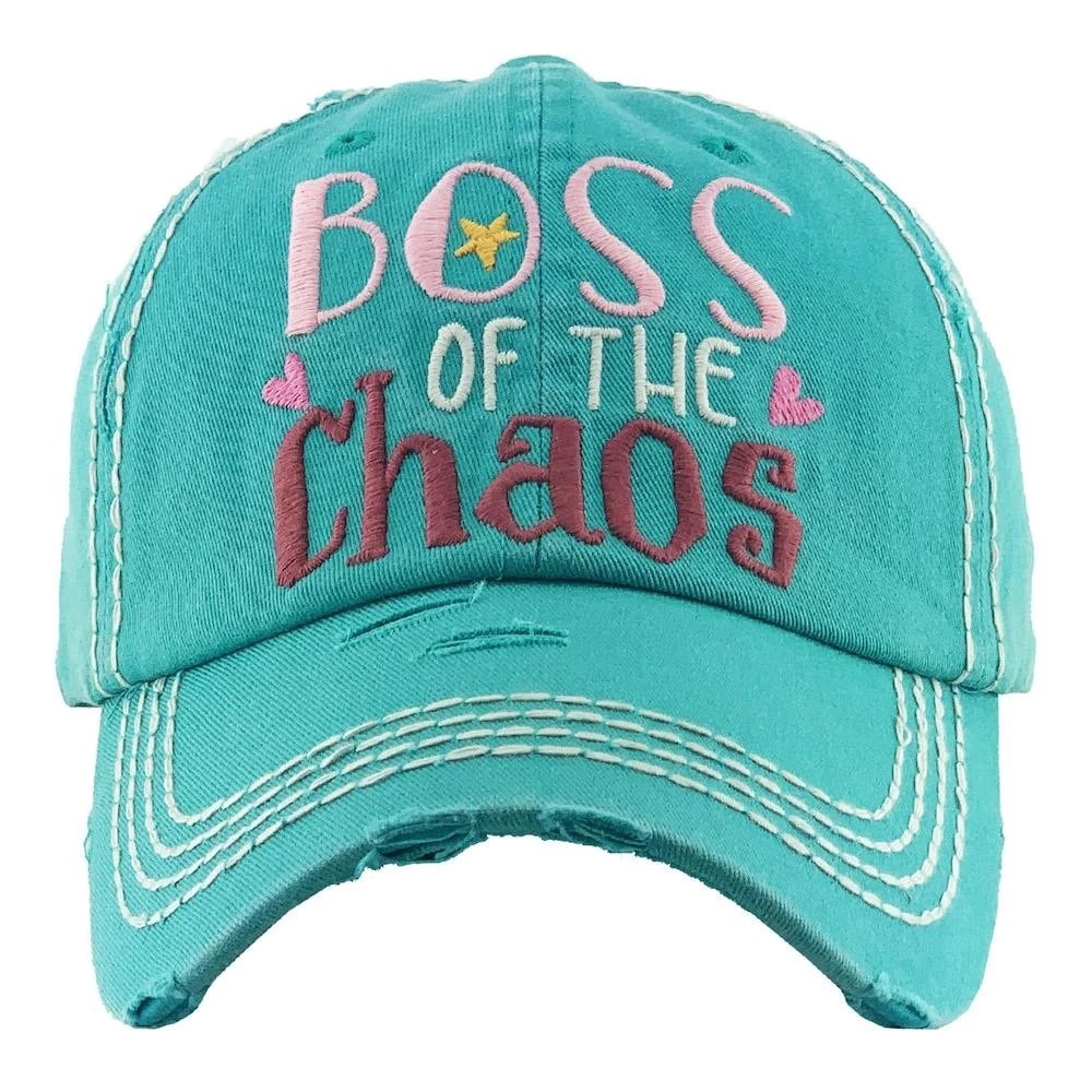 Turquoise Boss of the Chaos distressed hat